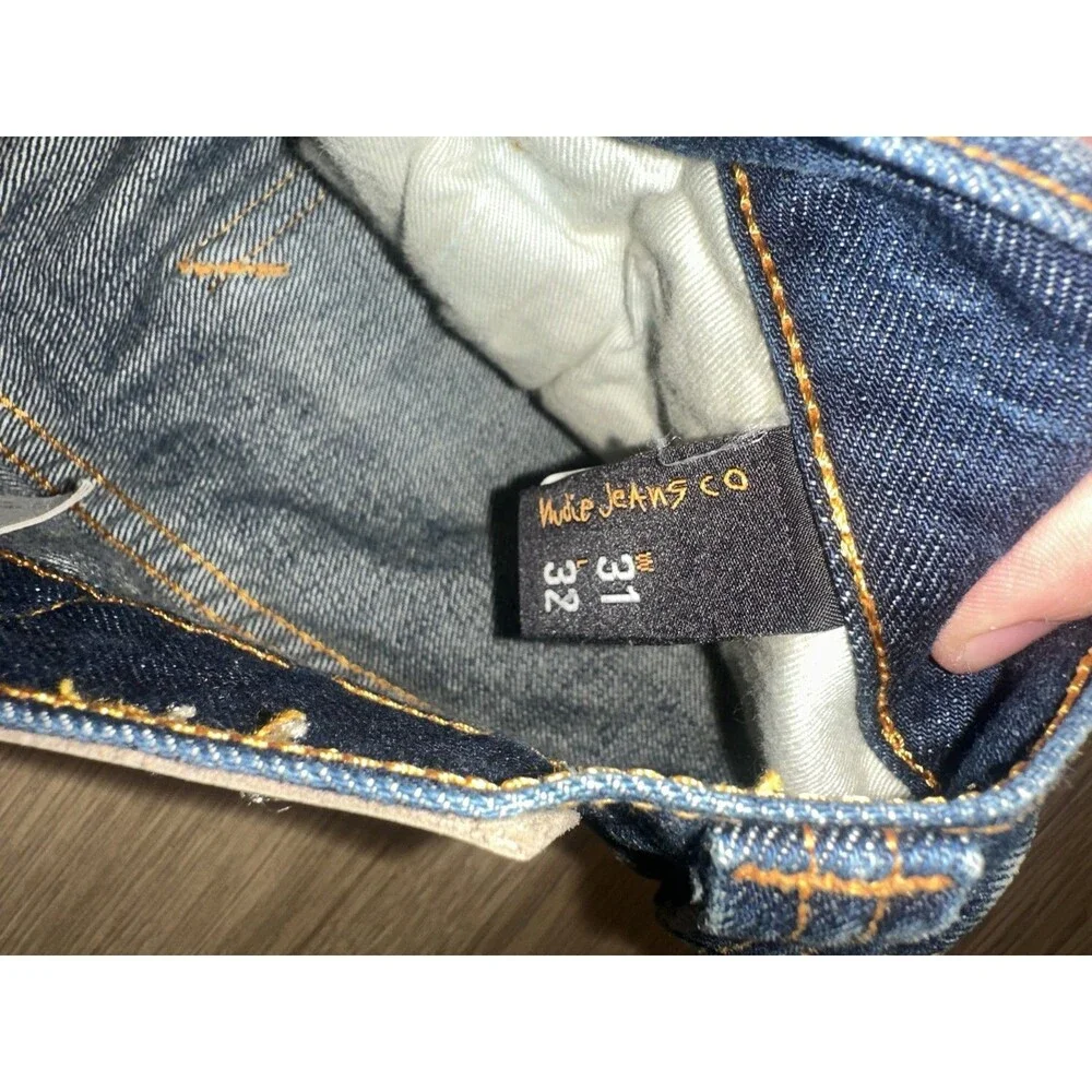 NWT Nudie Jeans Steady Eddie Smokey Indigo Blue 31x32 Faded Whiskering